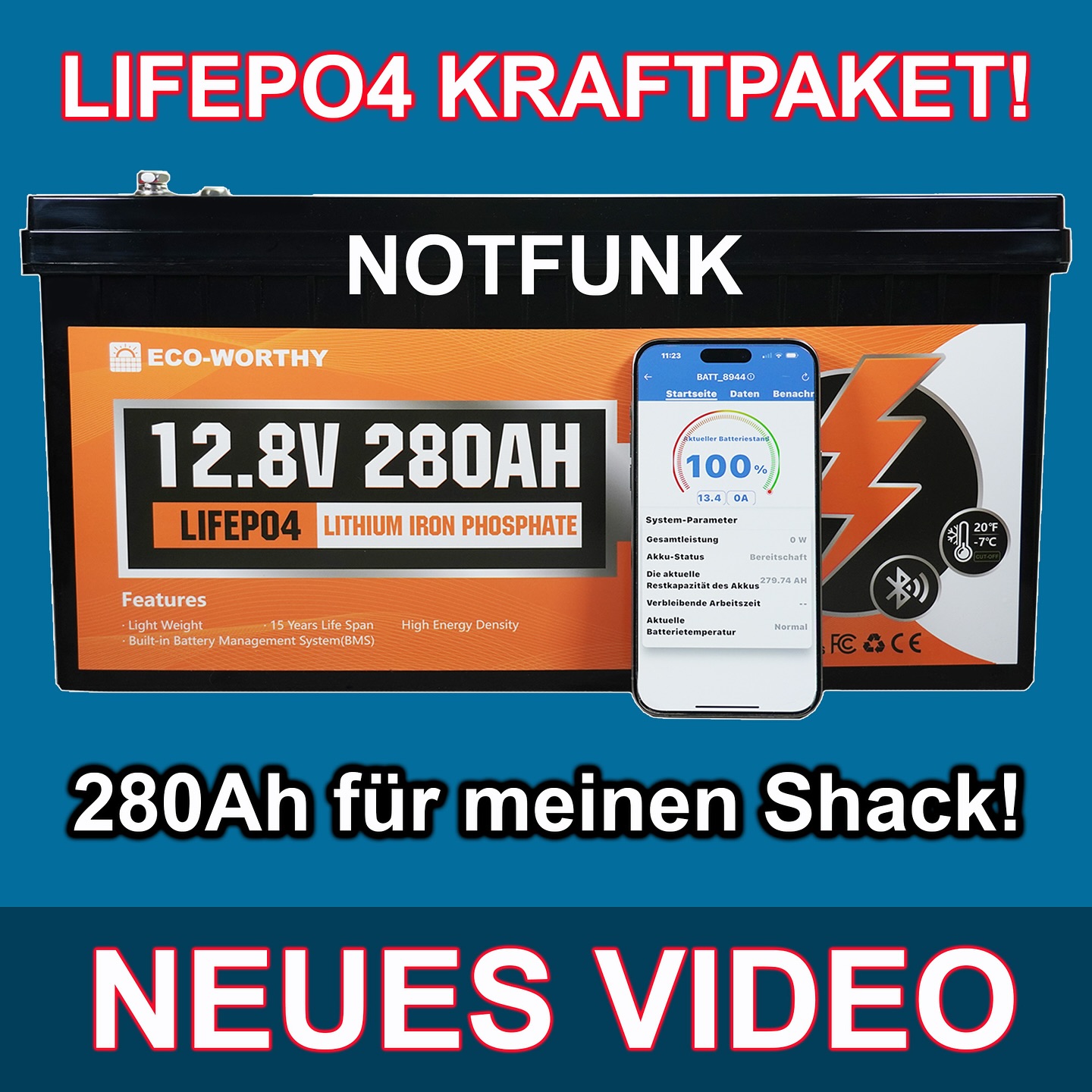 Meine neue Batterie für meine Funkbude! Eco-Worthy LiFePO4 12,8V – 280Ah Link: https://youtu.be/k9raRCwls6Y #hamradio #amateurfunk #cbfunk #LiFePO4 #Batteries #Akku #ecoworthy #notfunk #blackout #solar