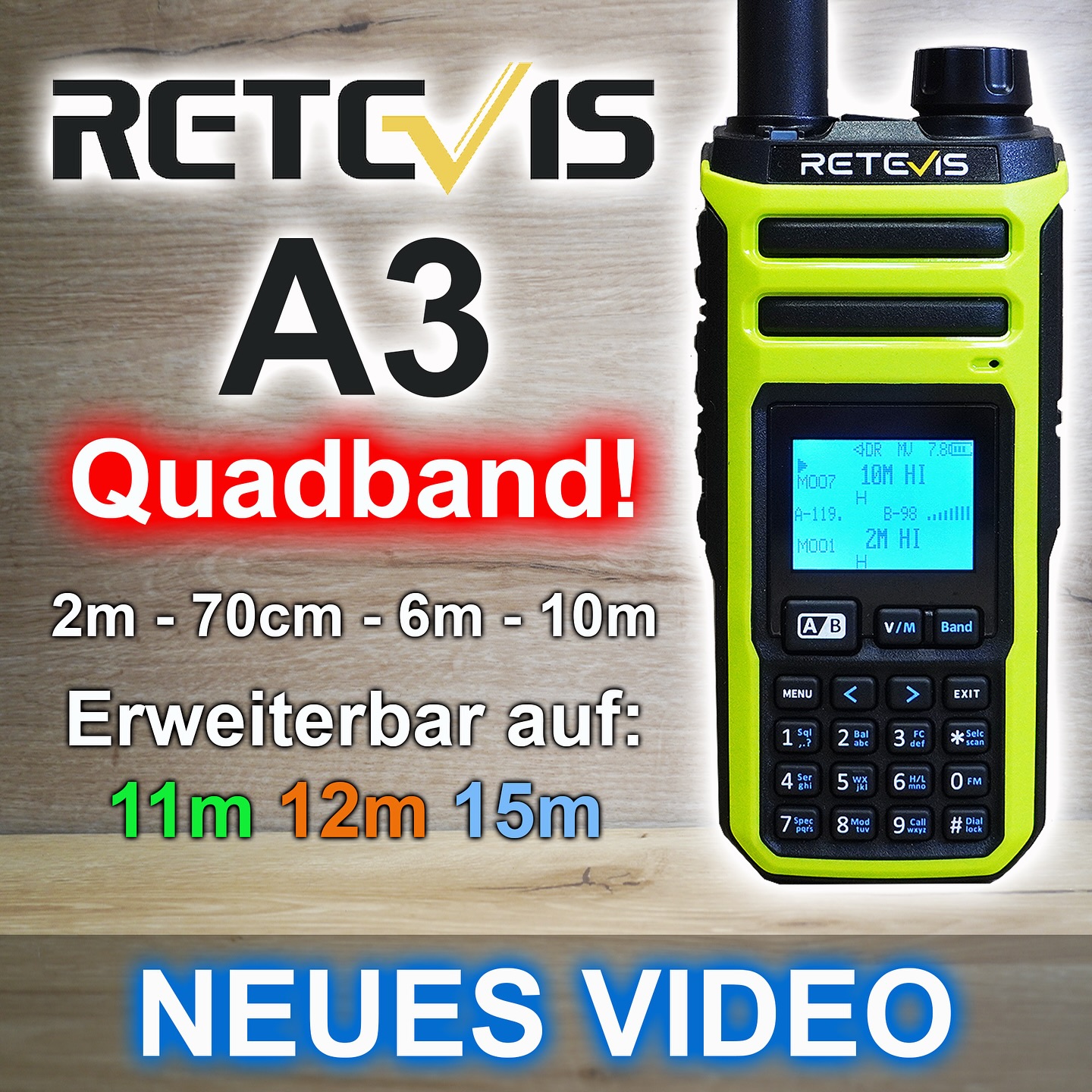 NEU: RETEVIS A3 QUADBAND Handheld Radio - NEUES VIDEO: https://youtu.be/Cl6RsVYxvKA #retevis #a3 #amateurfunk #funkamateur #hamradio #quadband #new #VHF #UHF #SWL #CBFUNK #PMR446 #Freenet