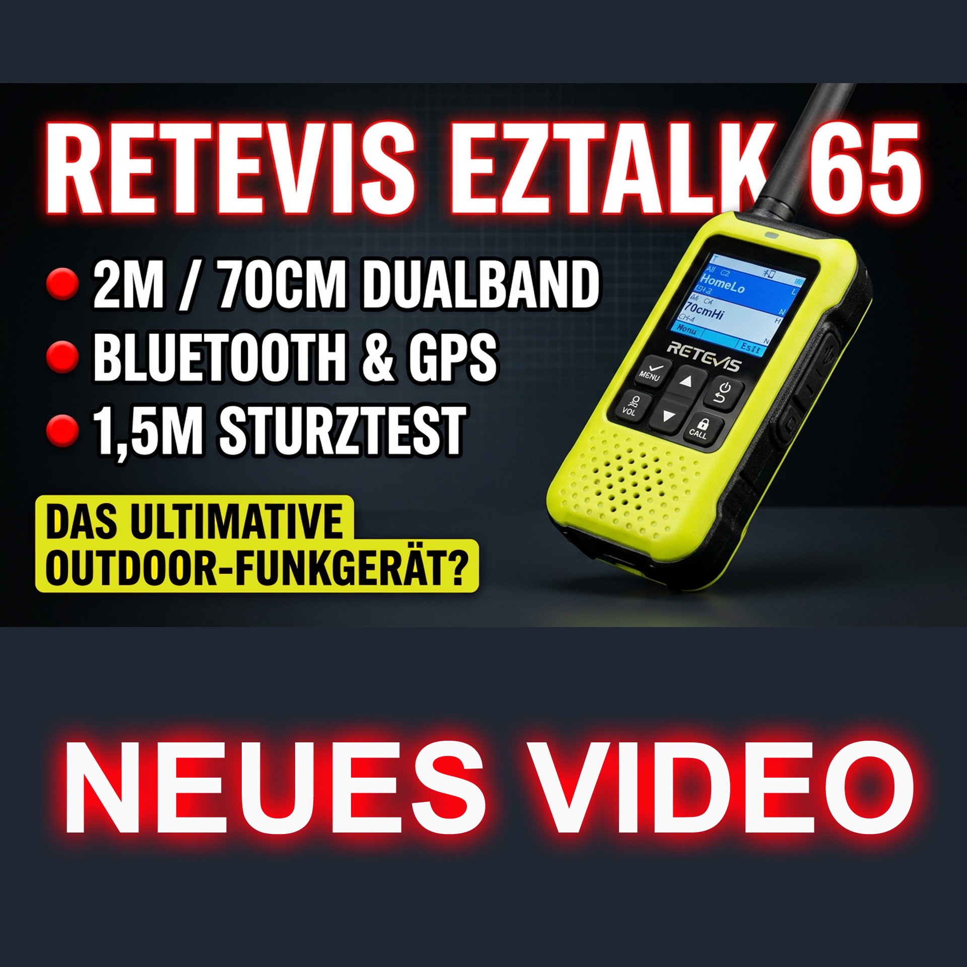 Neues XXL-Video zum Retevis EZTalk 65. Viel Spaß, und Lachen nicht vergessen! 😂 Link: https://youtu.be/OMpjI90tLFs #hamradio #blackout #Outdoor #airsoft #Retevis